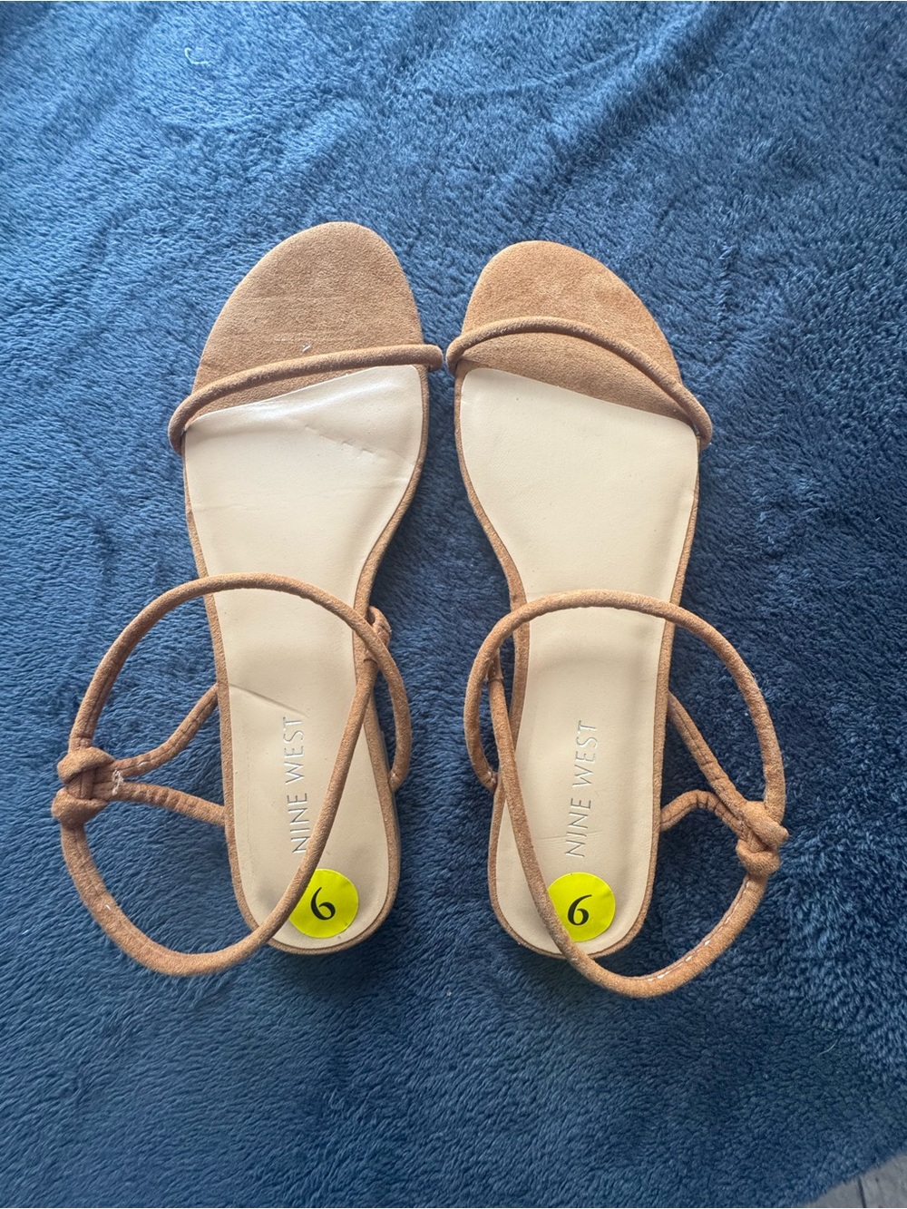 Nine West Brown Suede Minimalist Ankle-Strap Sandals